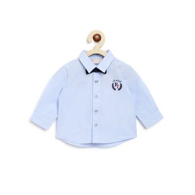 Boys Light Blue Long Sleeve Woven Shirt